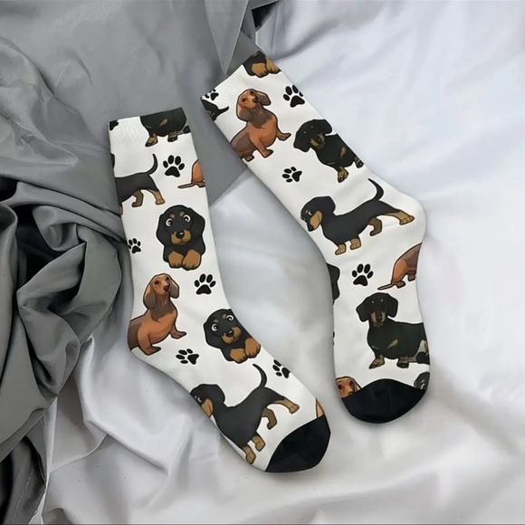 1 Pair of Whimsical Cartoon Dog Pattern Crew Socks, NEW, Unisex - Picture 6 of 10